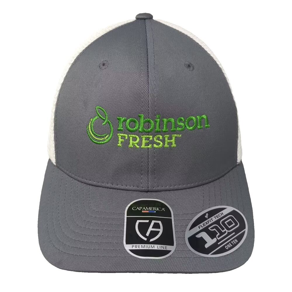 CapAmerica Trucker Hat Gray White OS Robinson Fresh Embroidered Snapback Mesh